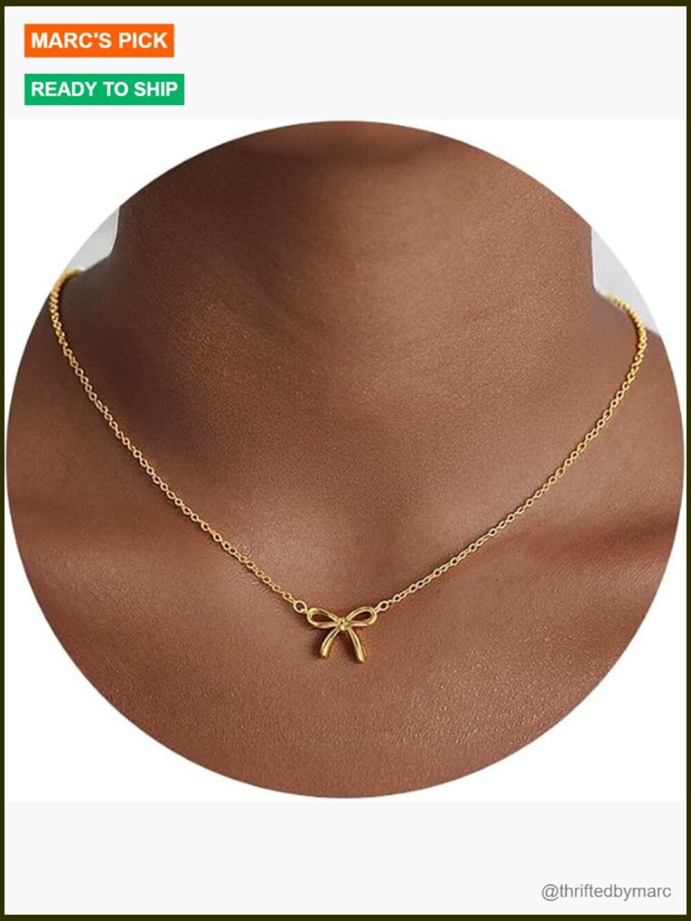 14k Gold Plated Bow Pendant Necklace for Women Dainty Charm
